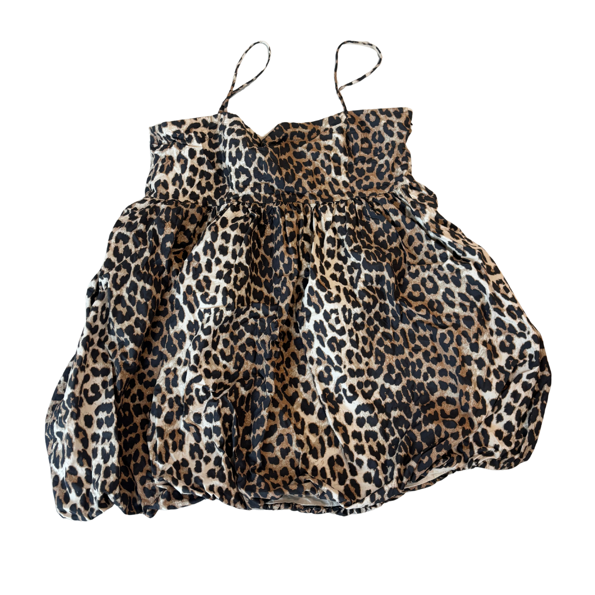Ghanda Leopard Print Puffball Mini Dress