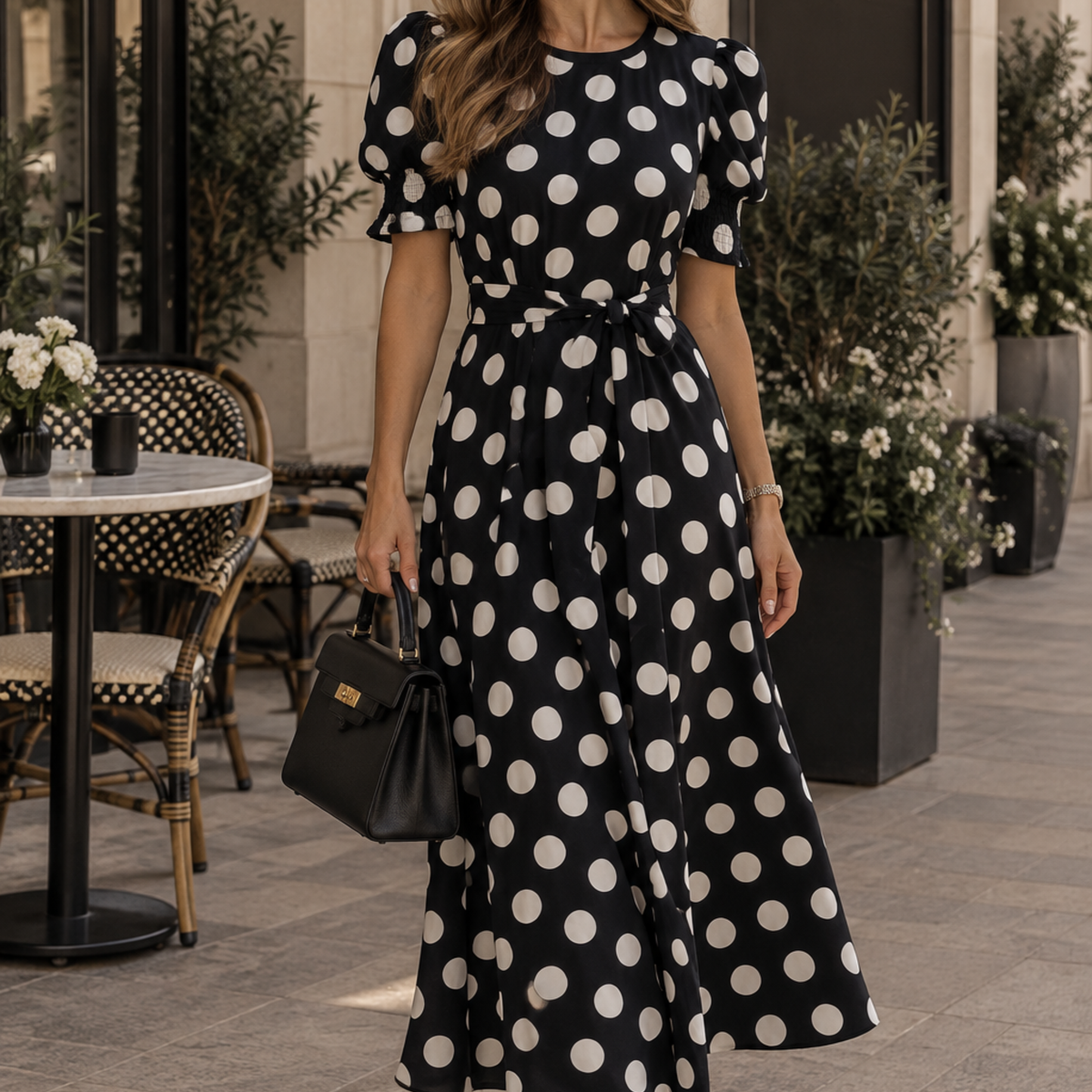 Lipsy Black & White Dot Maxi Dress