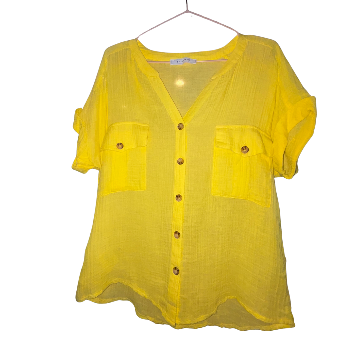 Yellow Button-Up Sheer Top