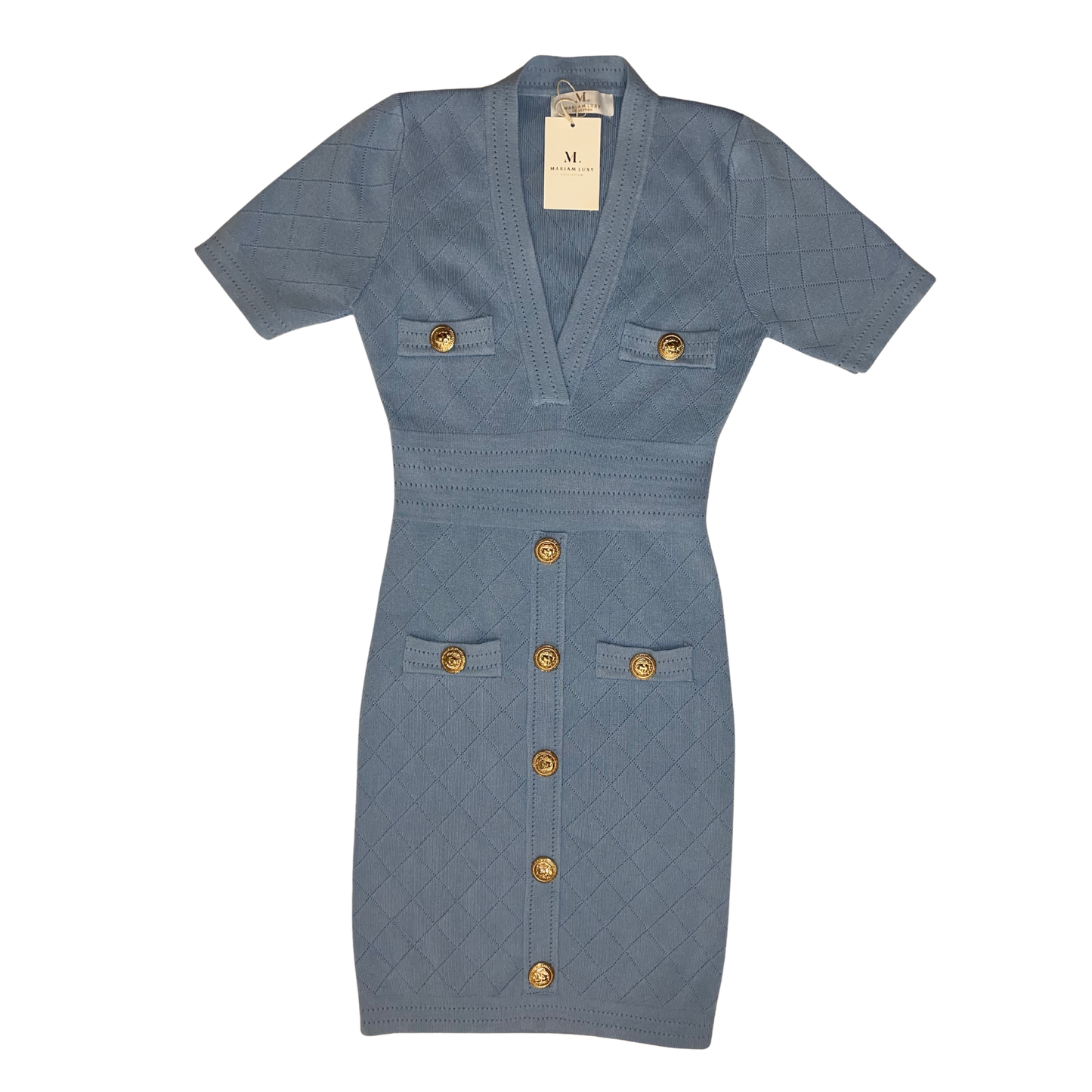 Baby Blue Short Sleeve Knit Mini Dress