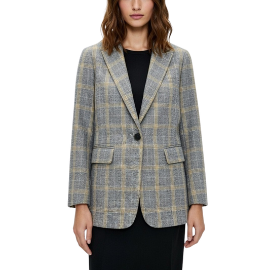 Mango Houndstooth Light Grey Blazer