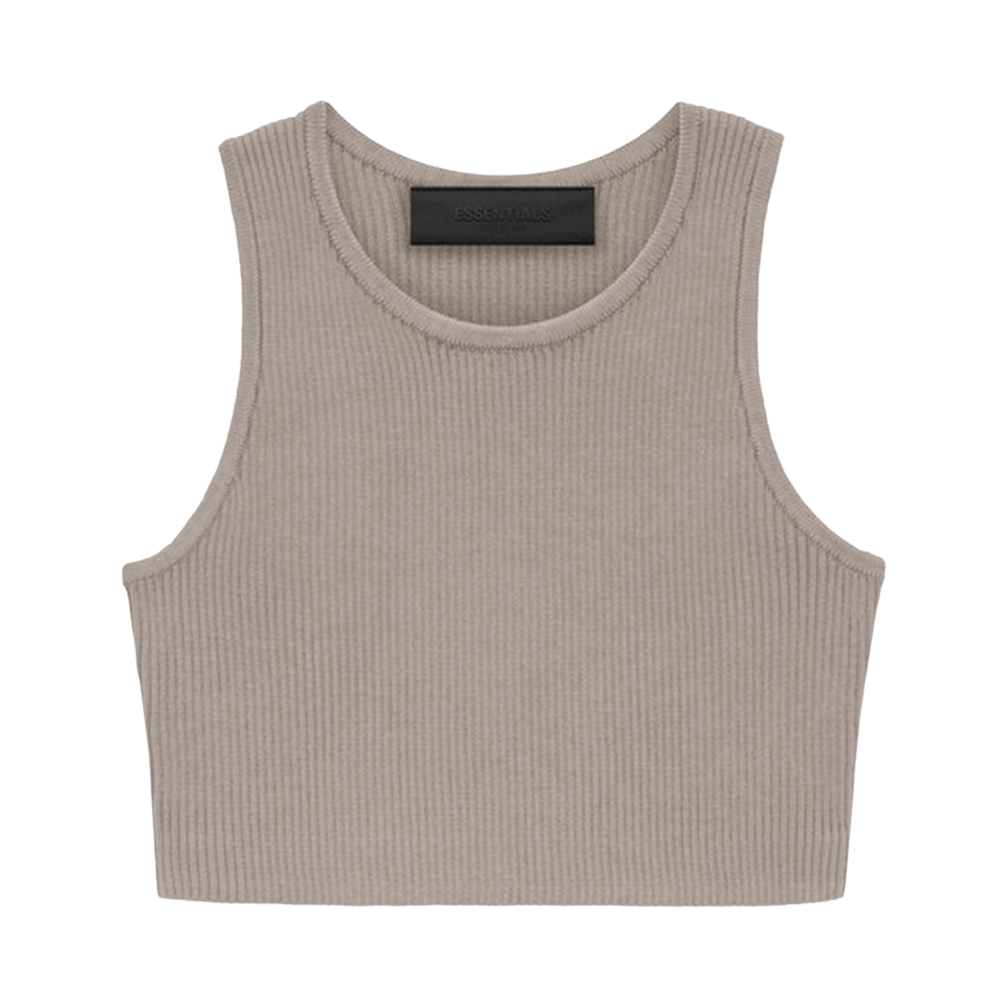 Essentials Brown Ribbed Crop Top