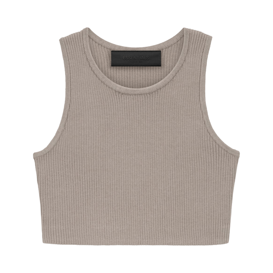Essentials Brown Ribbed Crop Top