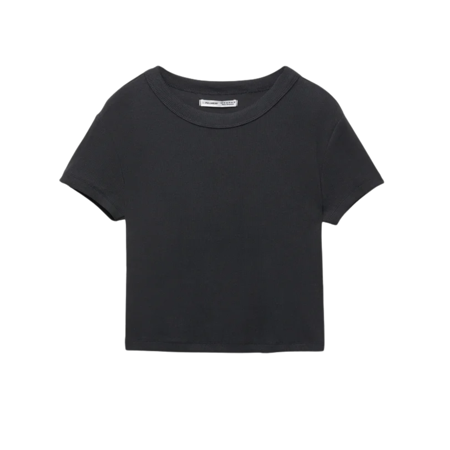 Pull & Bear Black Ribbed Crop Top