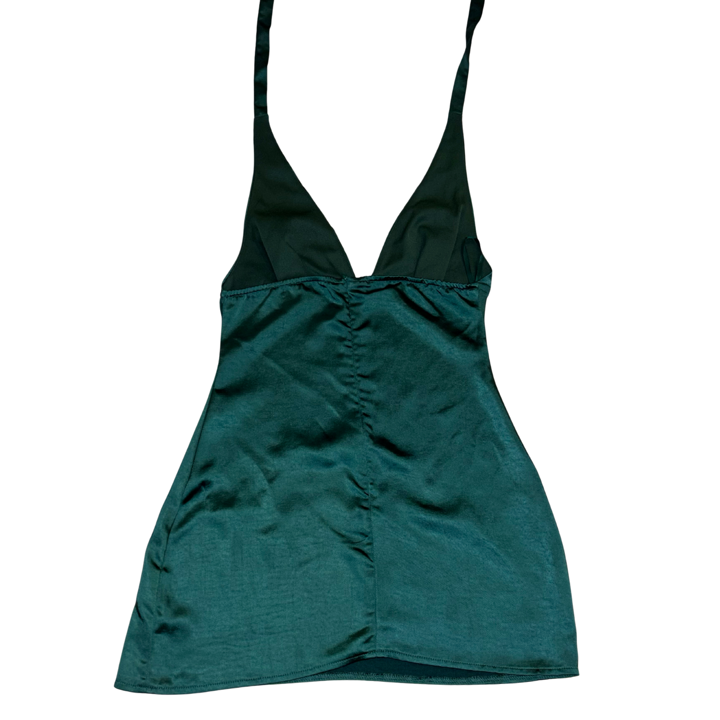 Motel ‘Coda’ Green Satin Halterneck Mini Dress