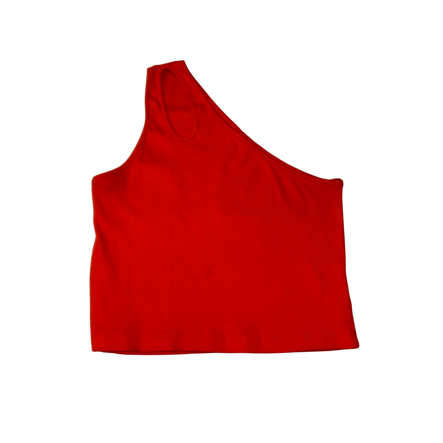 Red One Shoulder Ribbed Top