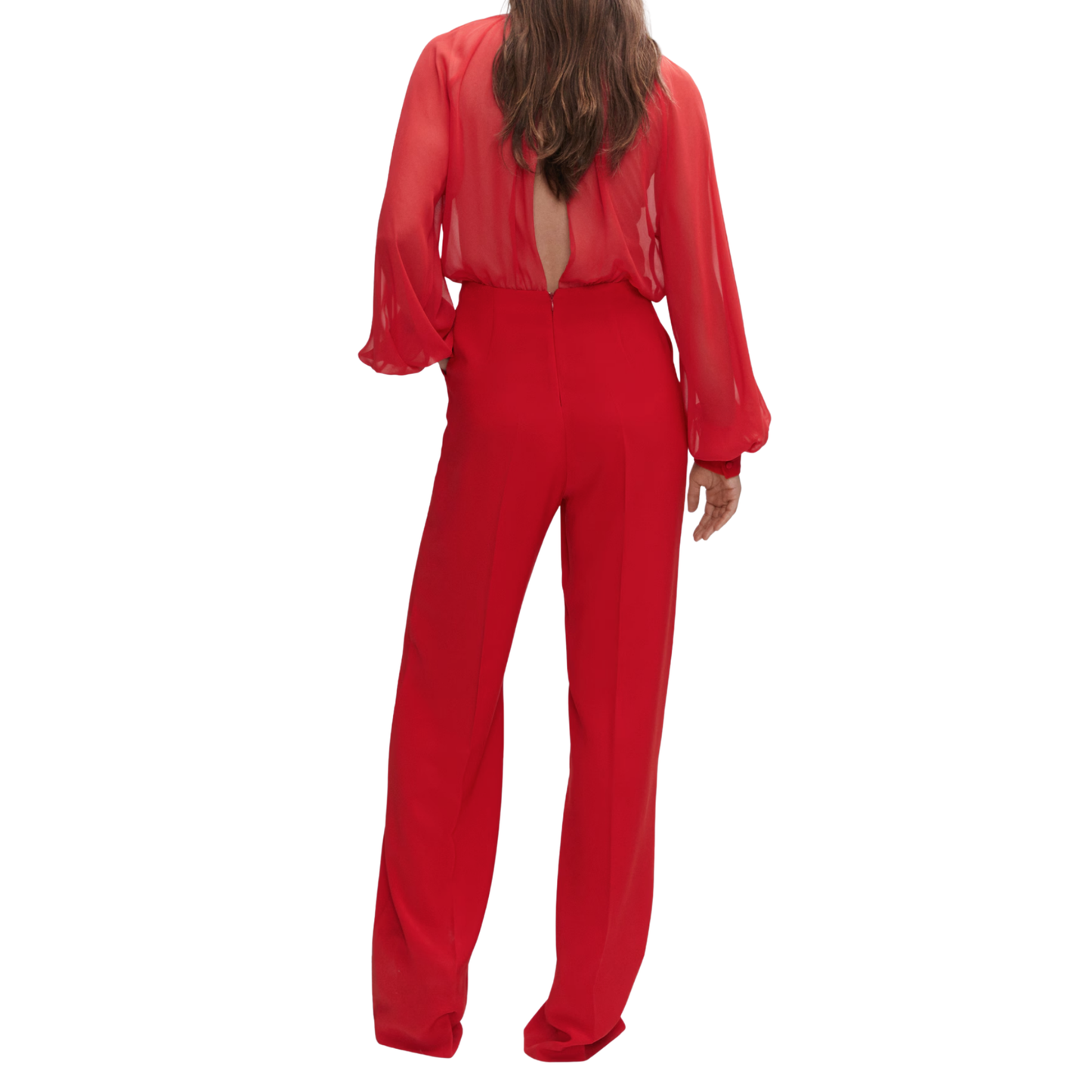 Mango Red Chiffon Jumpsuit