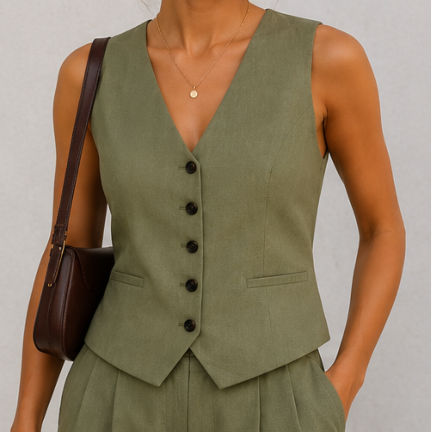 Zara Green Button Up Waistcoat