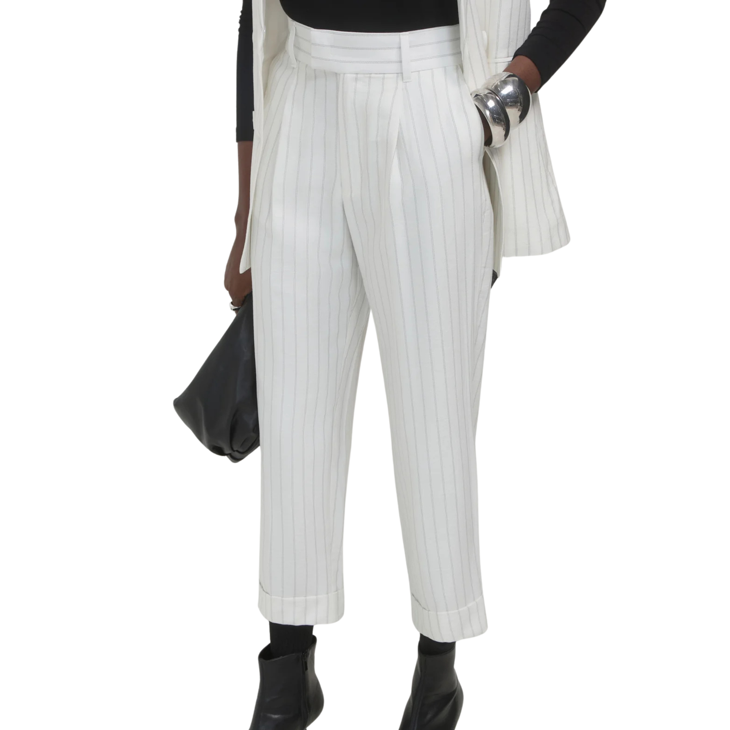 Calliope White & Black High Waisted Linen Pants