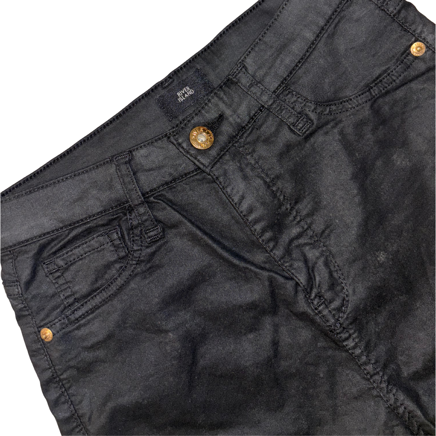 River Island Black Leather Skinny Jeans