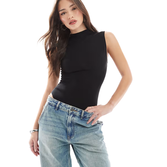 Miss Selfridge Black High Neck Bodysuit