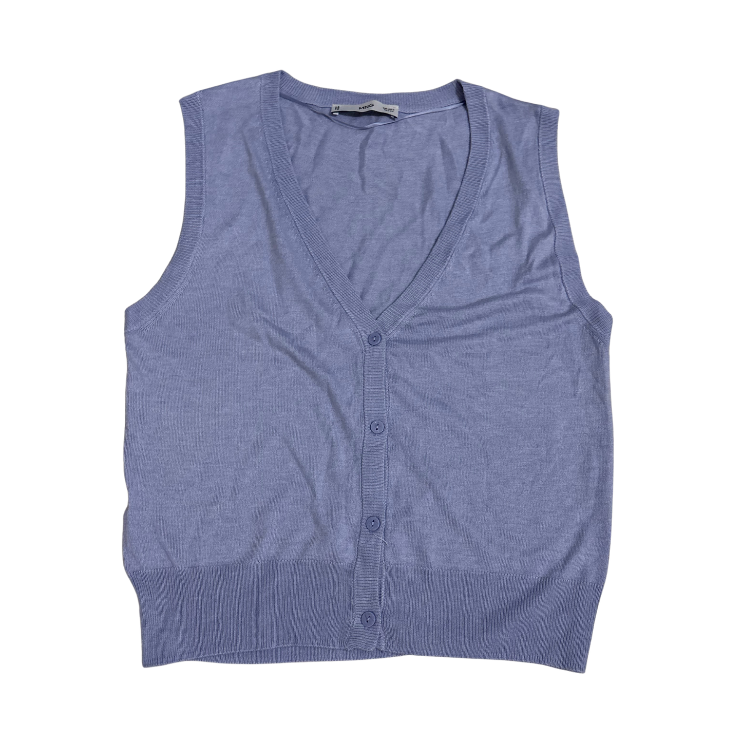 Mango Blue Knitted Button-Up Top