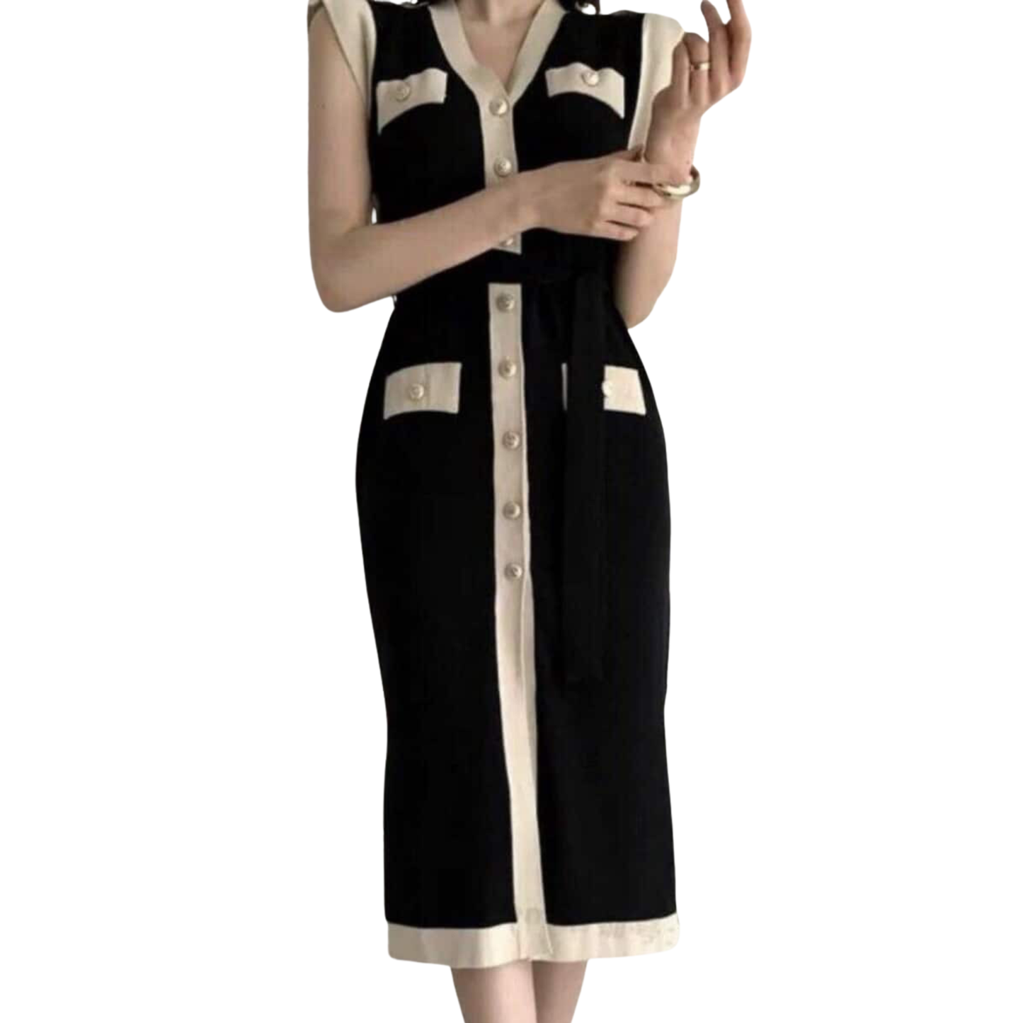 Black Sleeveless Knitted Maxi Dress