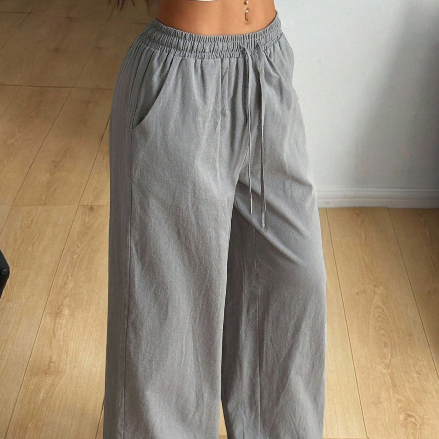 Zara Light Grey Linen Trousers