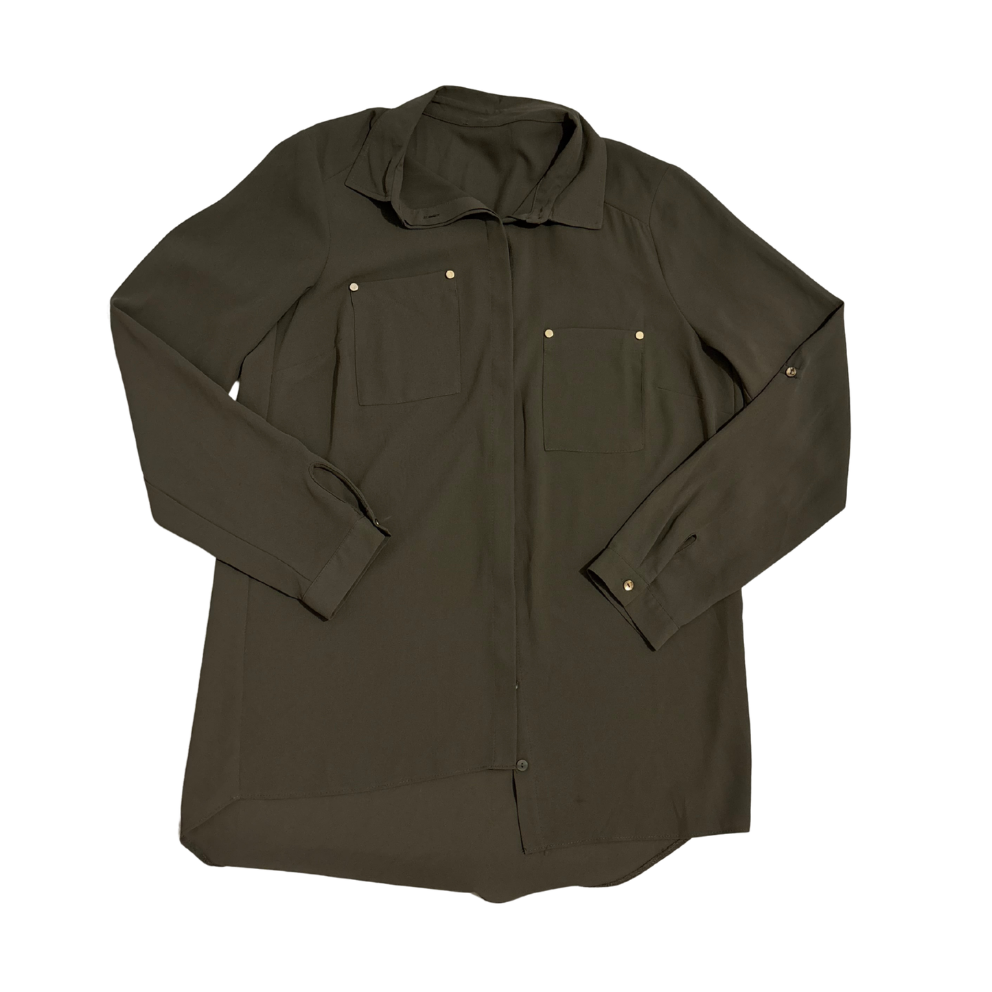 Khaki Mesh Sheer Button-Up Shirt