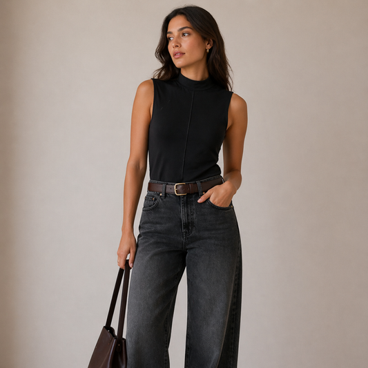 Black Seam Front Top