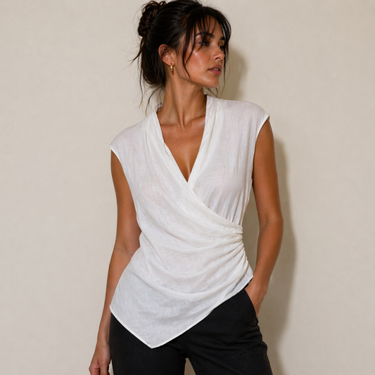 Zara Draped Linen Top