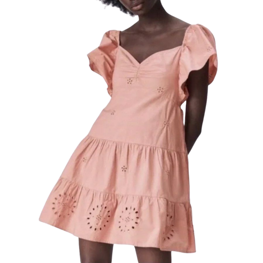 Zara Pink Floral Detail Mini Dress