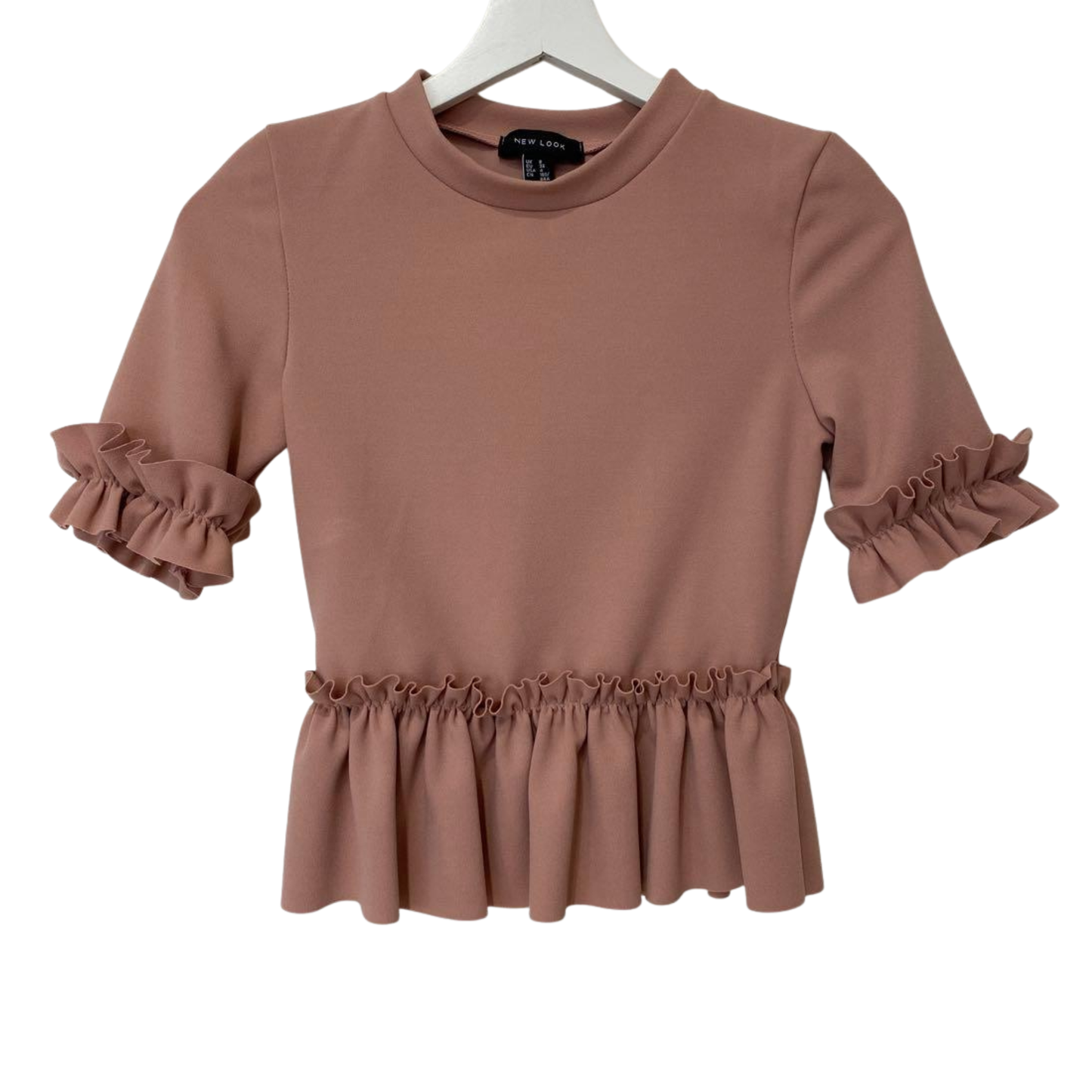 New Look Dusty Pink Frilly Short Sleeve Top
