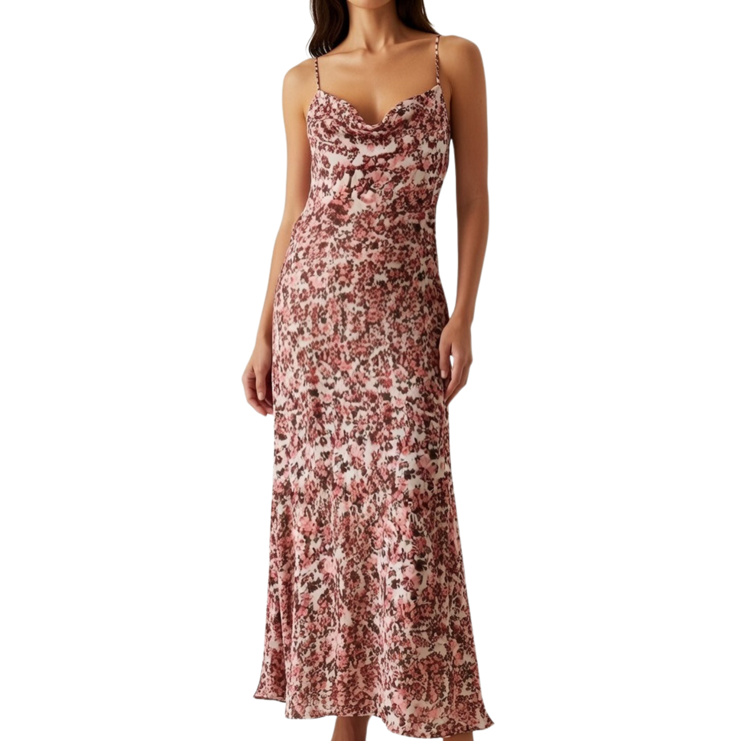 Floral Cowl Neck Maxi Dress