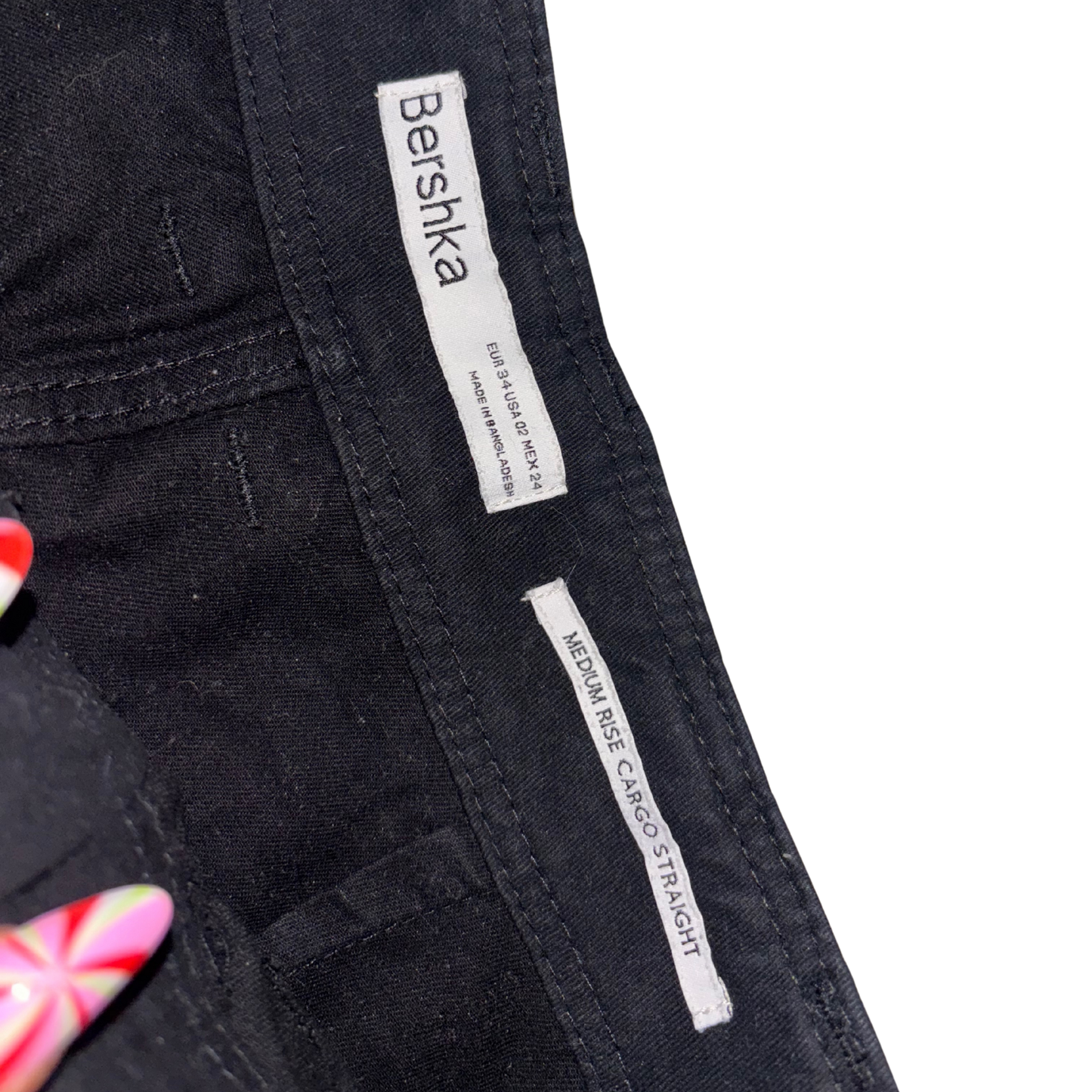 Bershka Black Wide Leg Cargos