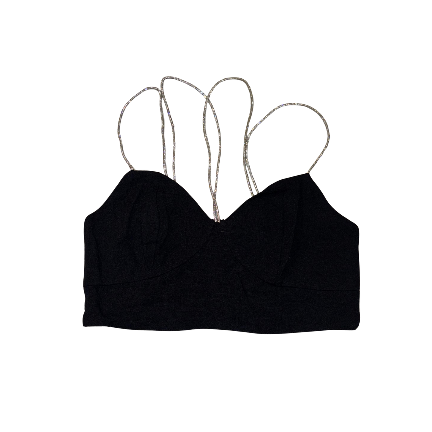 H&M Black Diamanté Strap Crop Top
