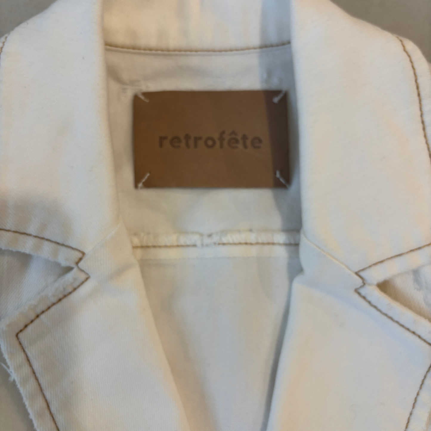 Retrofete Cream Denim Long Sleeve Mini Dress