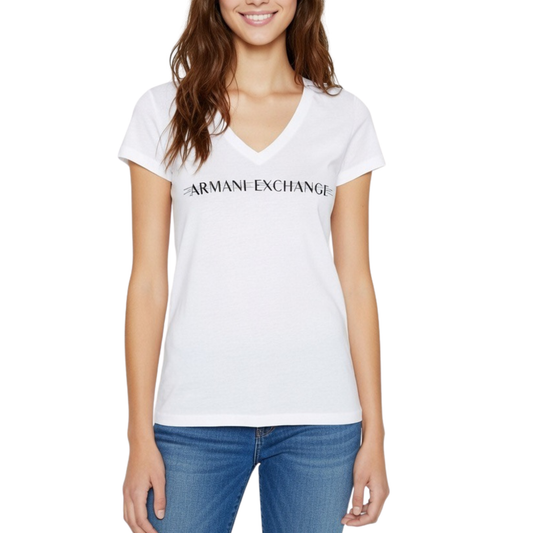 Armani Exchange White V Neck T-Shirt