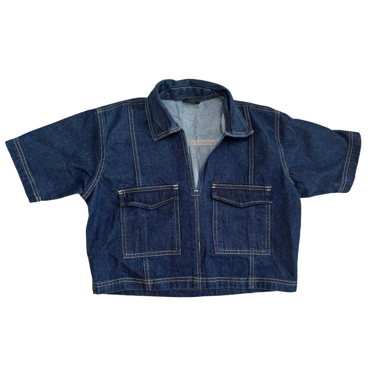 Virgio Denim Short Sleeve Crop Top