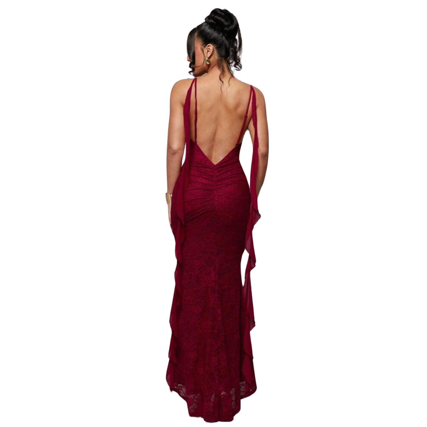 Silque Red Lace Maxi Dress