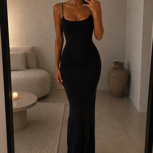Bershka Black Slinky Maxi Dress