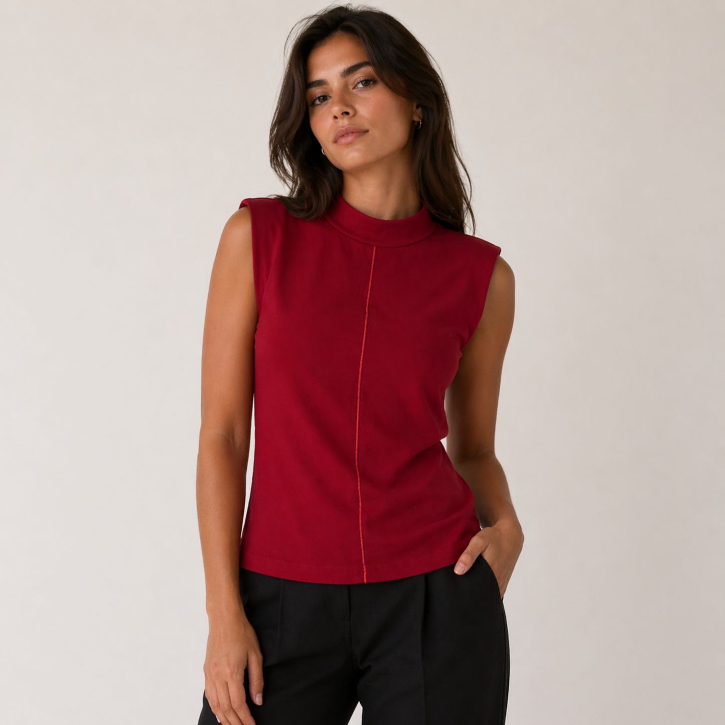 Red Seam Front Top