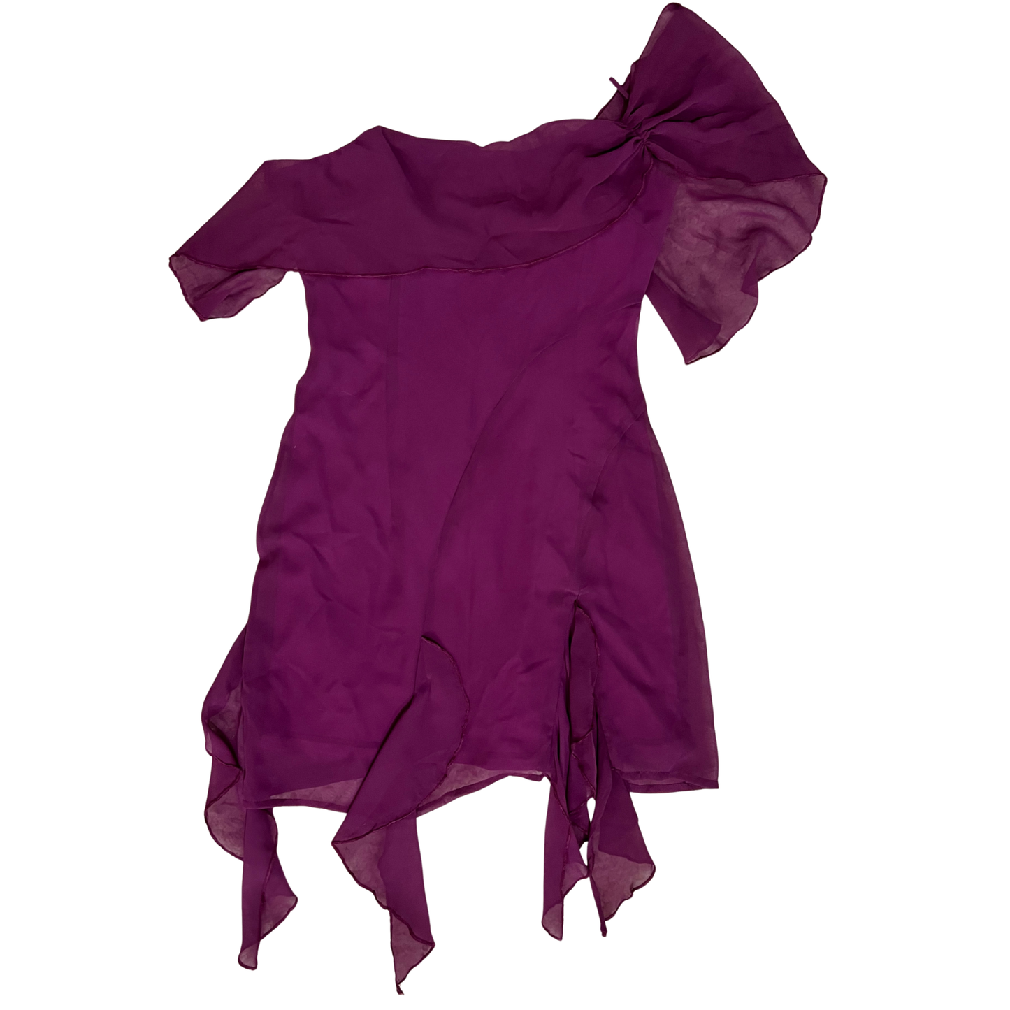 Naanaa Purple Mesh Mini Dress