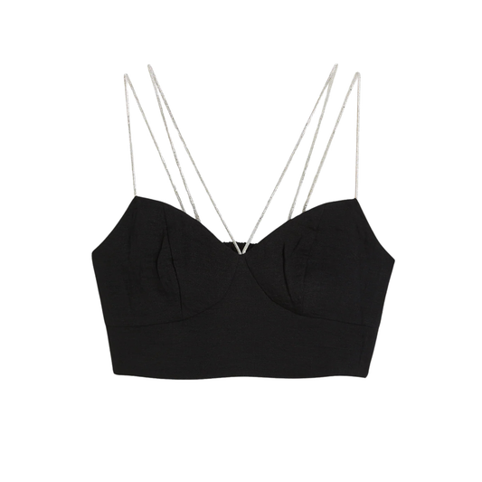 H&M Black Diamanté Strap Crop Top
