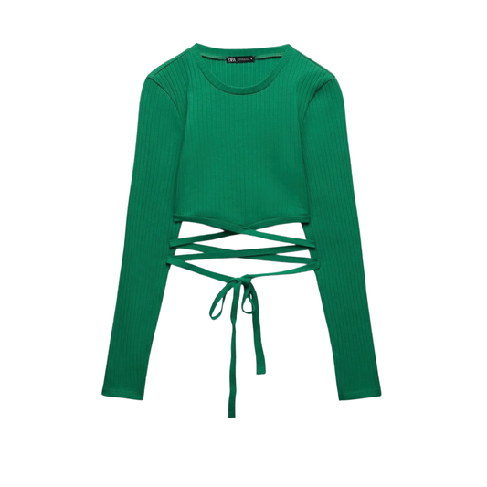 Zara Green Ribbed Top