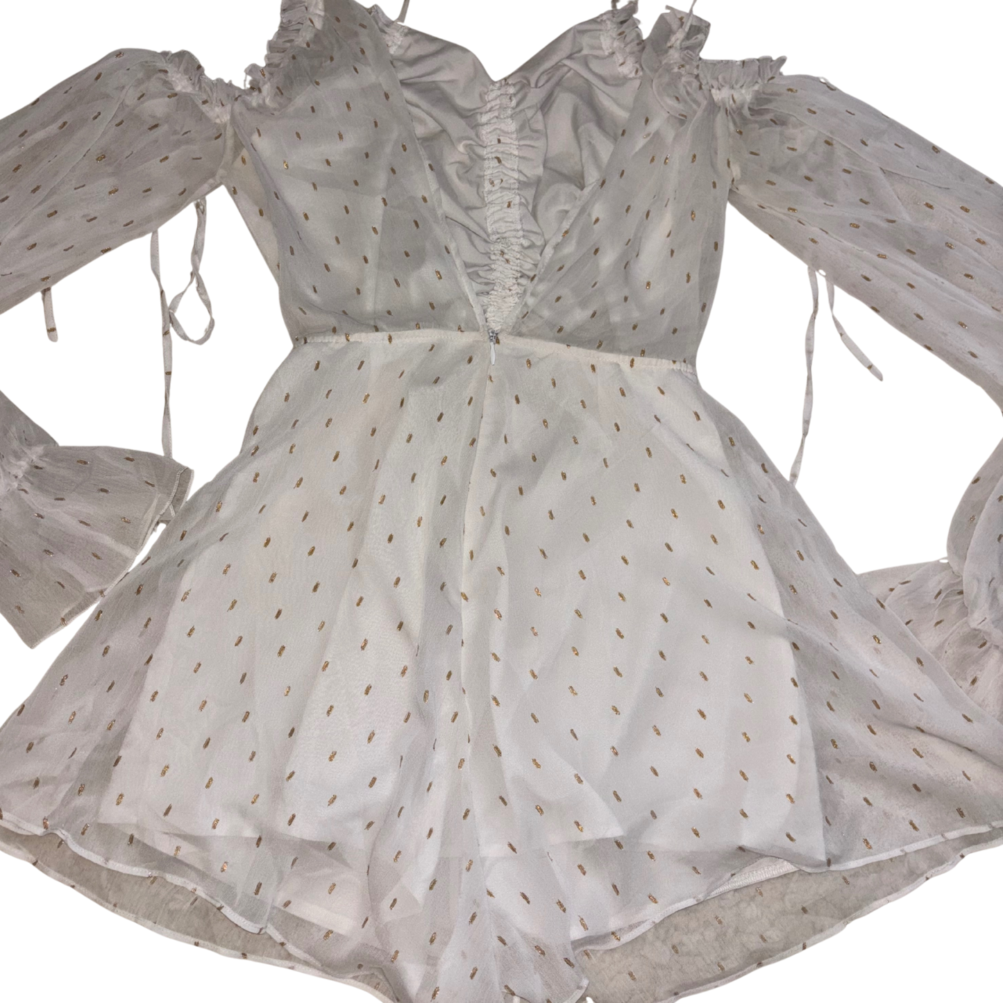 White & Gold Mesh Playsuit