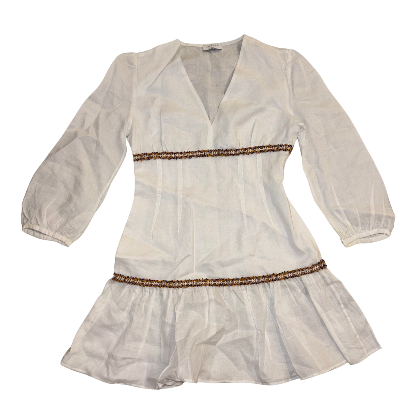 Sandro White Long Sleeve Mini Dress