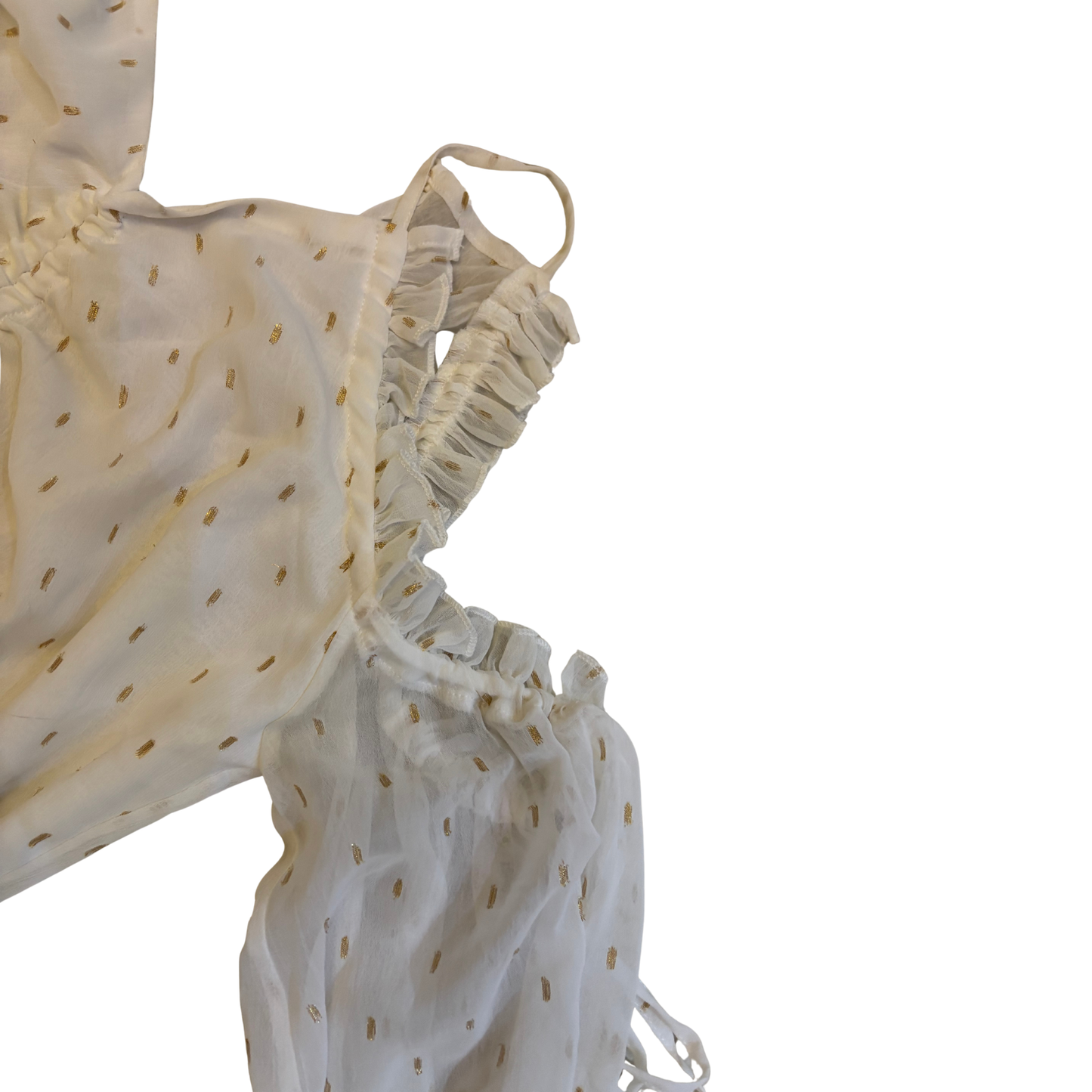 White & Gold Mesh Playsuit