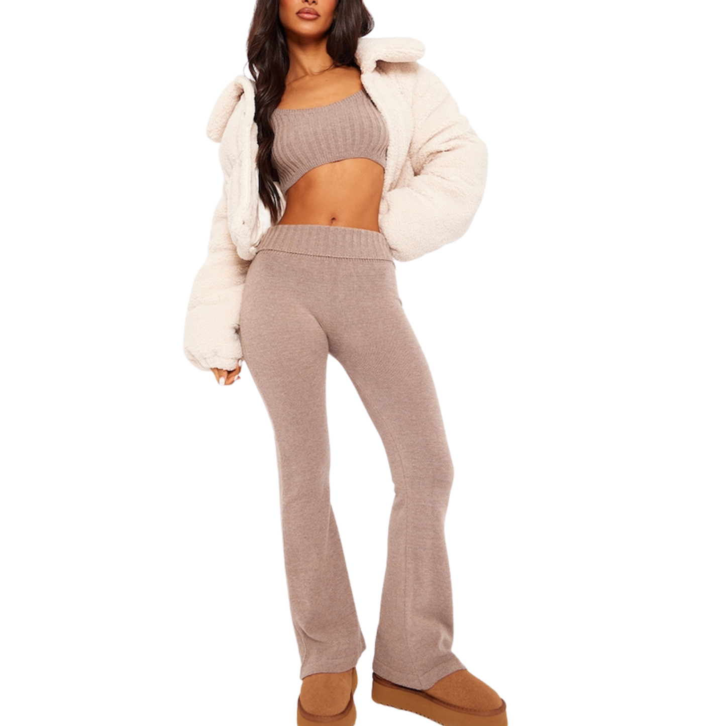 PLT Brown Ribbed Co-Ord