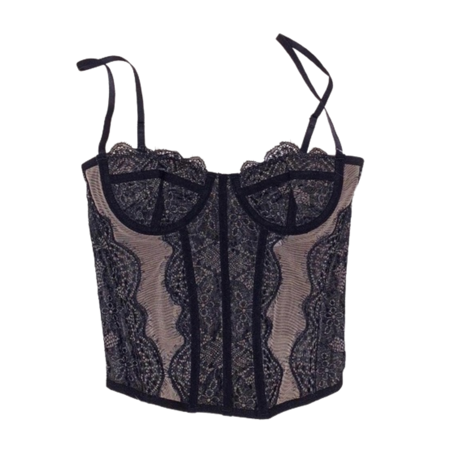 Black Lace & Mesh Corset Top
