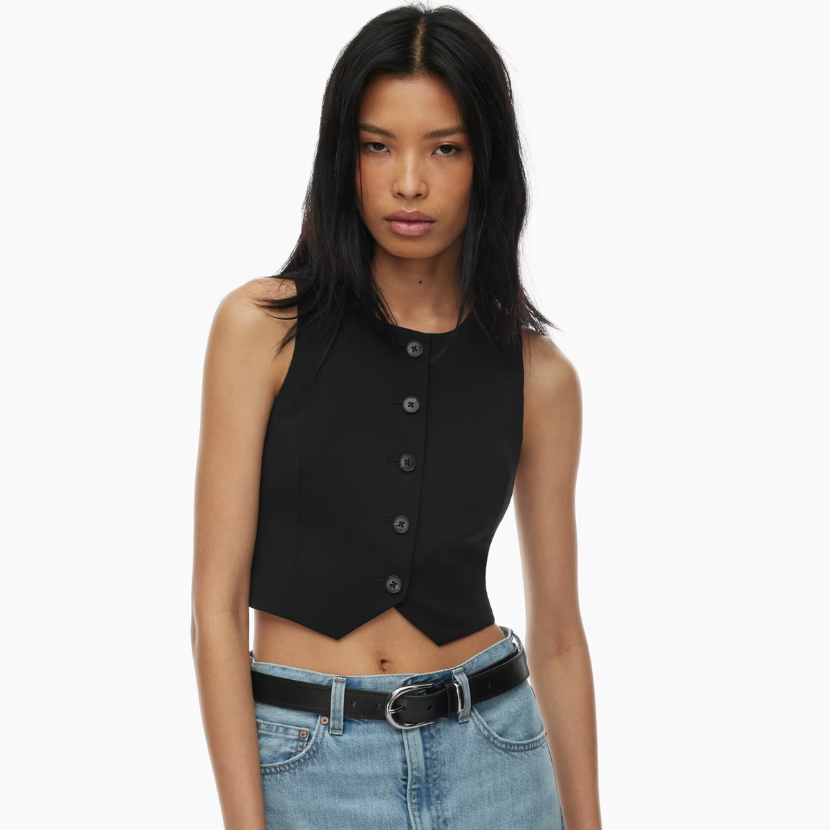 Zara Black Button-Up Waistcoat