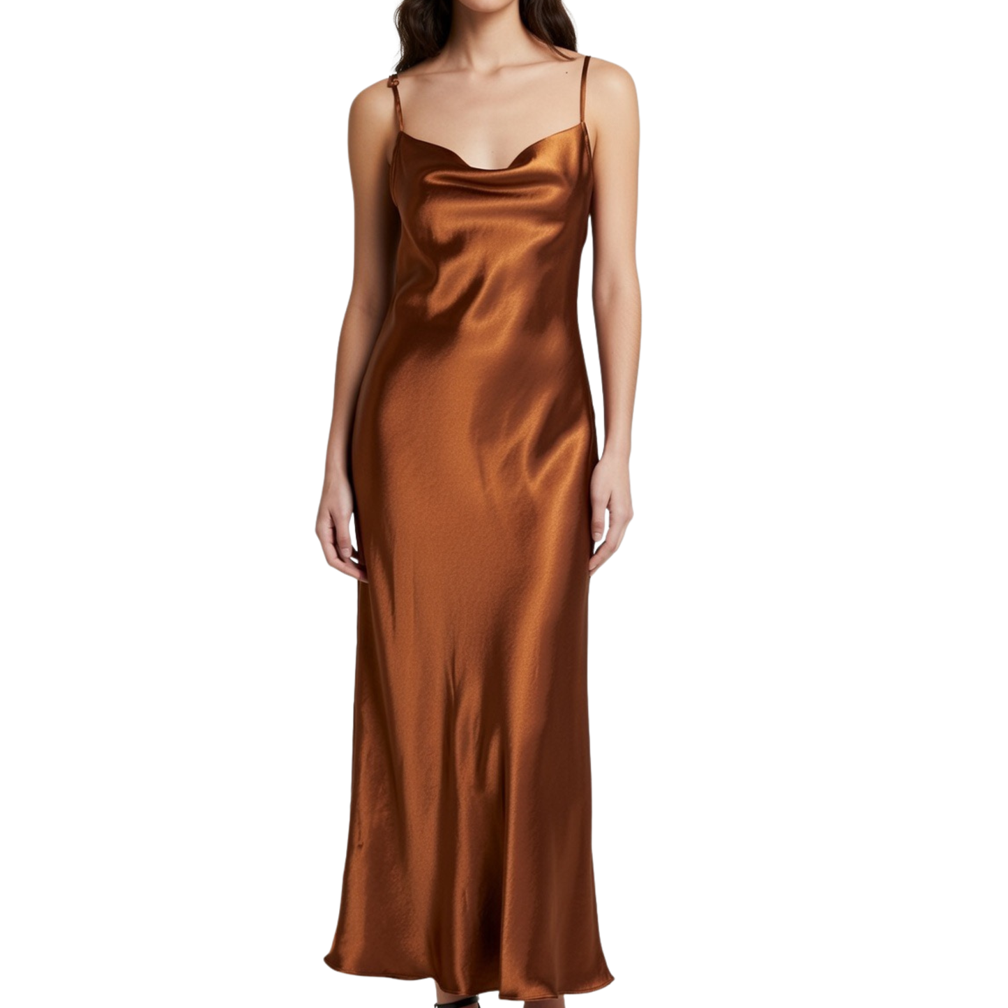 Bronze Satin Tie Back Maxi Dress