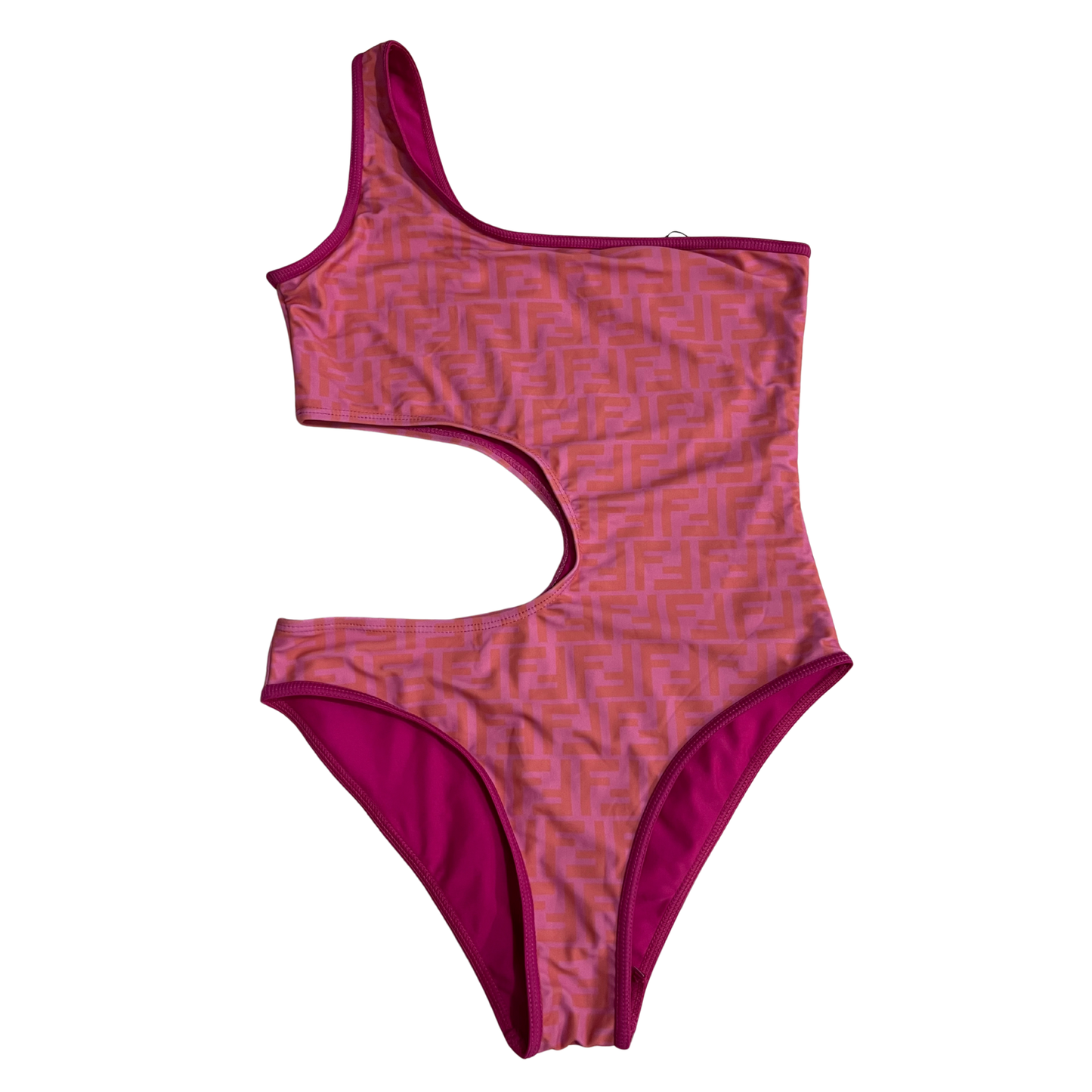 Fendi Pink Monogram Cut Out Swimsuit