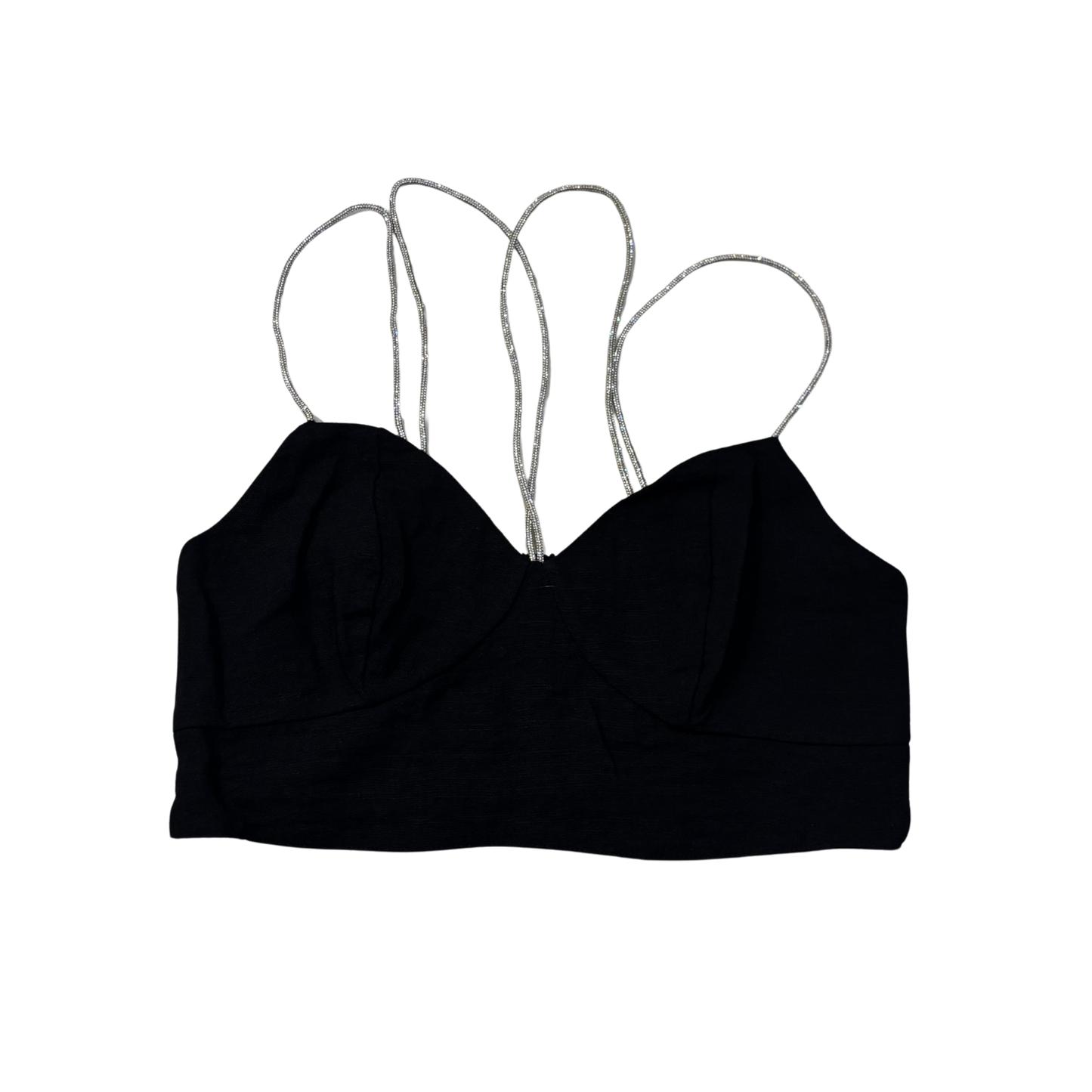 H&M Black Diamanté Strap Crop Top