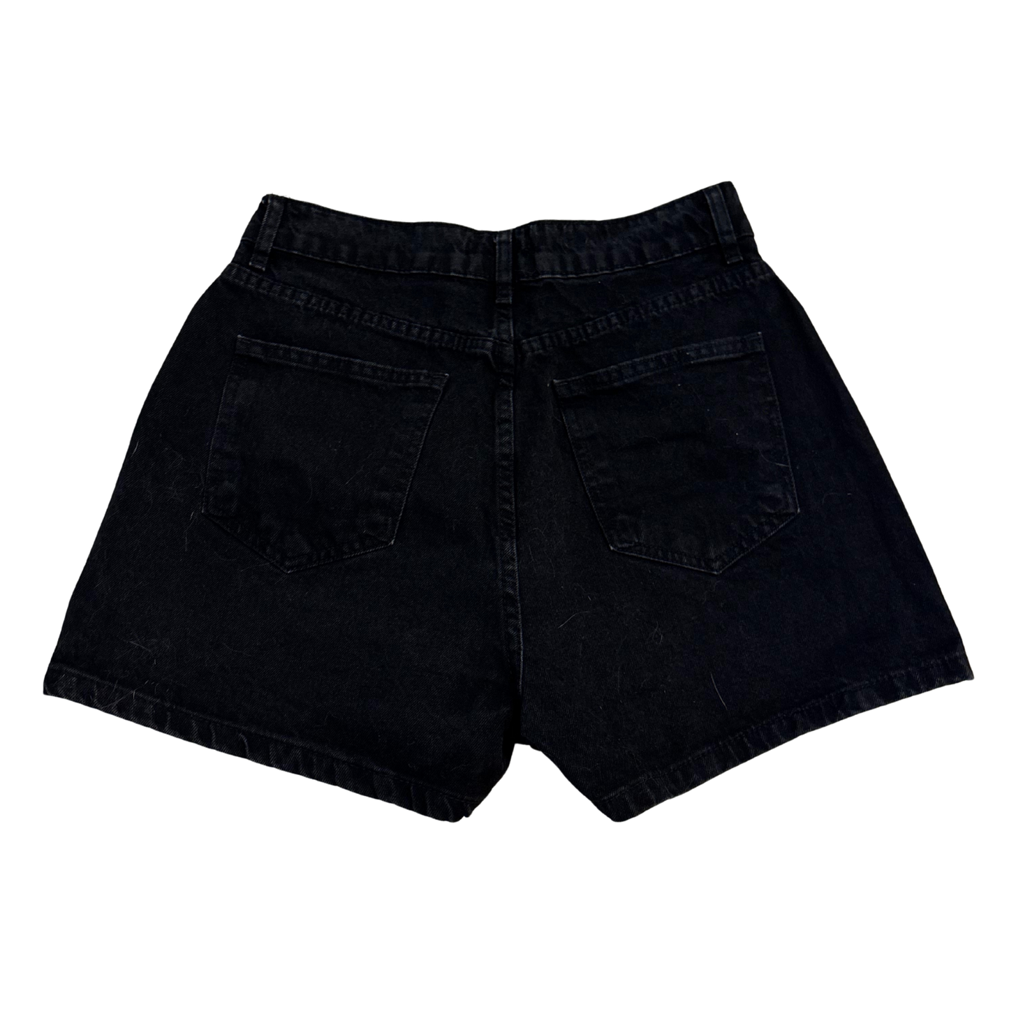 Black Button Up Denim Shorts