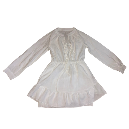 White Tie Front Mini Dress