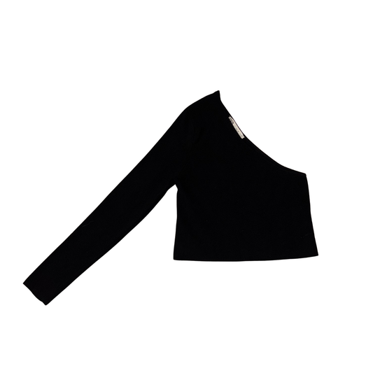 Zara Black One Sleeve Ribbed Crop Top