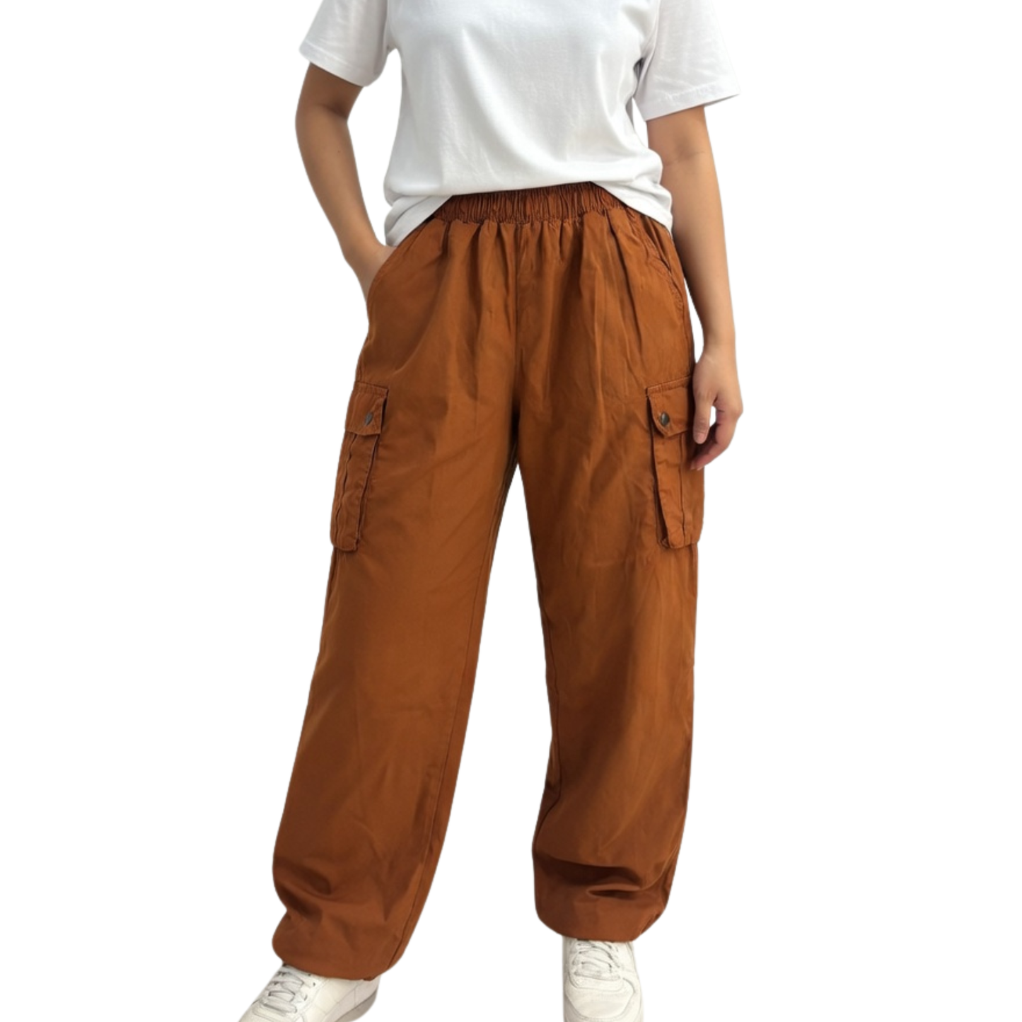 Rust Cuffed Cargo Pants