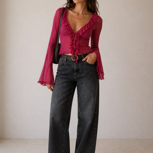 Hot Pink Sheer Mesh Top