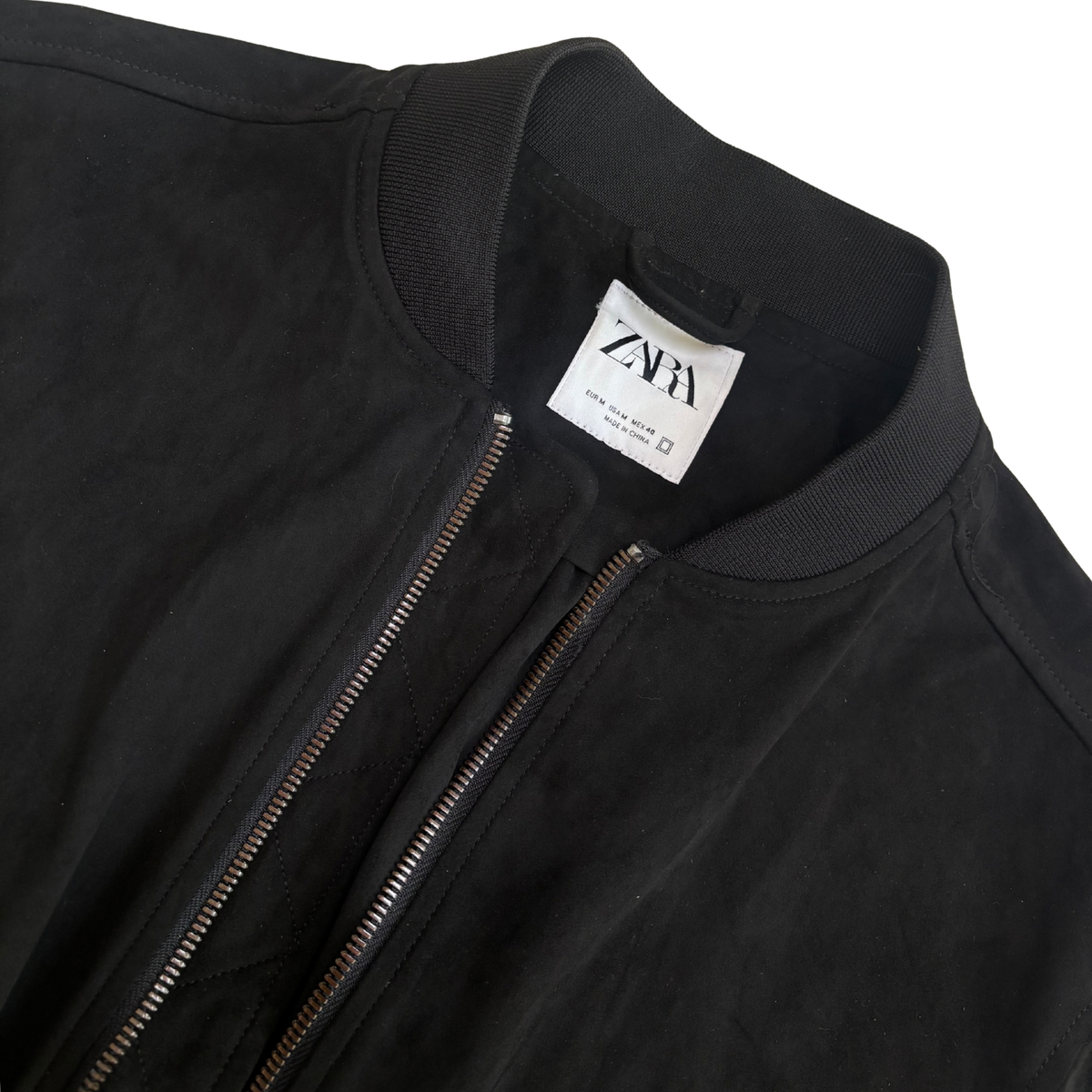 Zara Black Suede Bomber Jacket